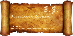 Blazsicsek Zotmund névjegykártya